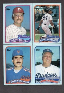 1989 Topps Wax Box Bottom Uncut Henderson Lasorda Hernandez Gross