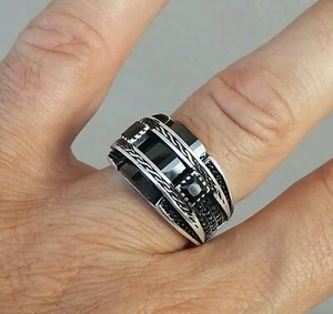 ANELLO ARGENTO 925 UOMO onice taglio brillante - Foto 1 di 5