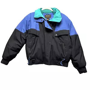Vtg 90s Eddie Bauer Jacket Mens M Goose Down Ski Coat Waterproof Colorblock - Picture 1 of 12
