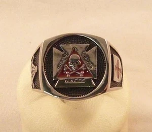 ANELLO MASSONICO TESCHIO OSSA ARGENTO 925 STERLING SILVER YORK RITE MASONIC RING - Picture 1 of 1