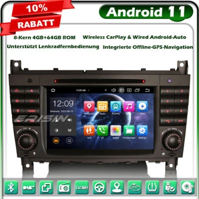 8-Kern Android 11 Autoradio GPS Navi Mercedes C/CLC/CLK Klasse W203 W209 CarPlay - Bild 1 von 4