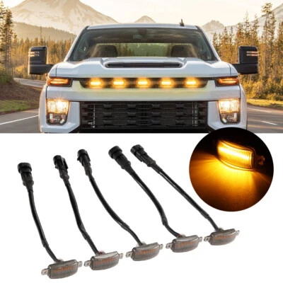 5x LED Amber Grille Running Light Universal Truck SUV for Ford F150 Raptor Style - Image 1 of 4