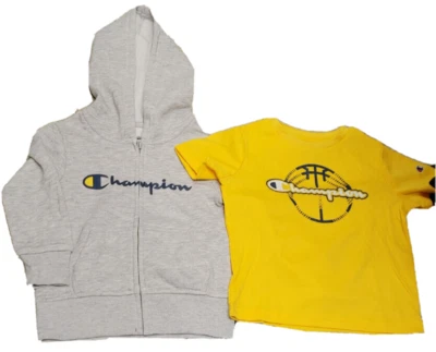 NUEVO Conjunto de Sudadera/Camiseta Amarillo/Gris CHAMPION para Niño Talla 2T Foto 1 de 3