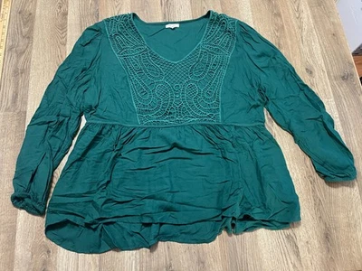 Blusa Maurices, Para Mujer Talla Grande 2X, Verde, Manga Larga, Cuello en V Foto 1 de 4