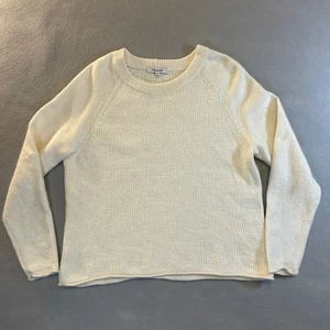 Madewell Damen M Wolle Baumwollmischung Rundhals Waffel Strick Pullover Ivory - Bild 1 von 8