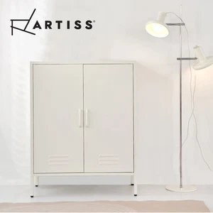 Artiss Buffet Sideboard Cupboard Cabinet Storage 2 Doors Locker Metal White - Picture 1 of 11