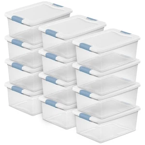 Sterilite 15 Quart Latching Storage Box, Stackable Bin with Latch Lid, 12 Pack - Picture 1 of 12