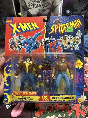 X-Men's Civilian Wolverine vs Spider-Man Peter Parker Marvel Comics ToyBiz 1994 Foto 1 de 4