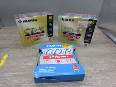 30 Total Fujifilm CD-R Blank Recordable With Cases 80 Min NEW Sealed Read Detail - Image 1 of 4