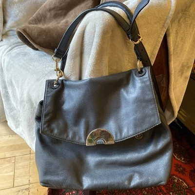 Oroton Navy Blue Leather Crossbody Handbag - Image 1 of 4