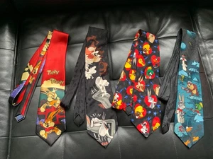 4 Looney Tunes Mania/Warner Bros Vintage Tie Lot 90s Bugs Bunny Taz Daffy Tweety - Picture 1 of 11