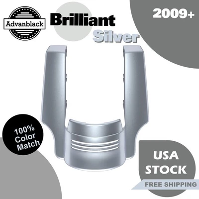 Advanblack Brilliant Silver Stretched Rear Fender Extension Fits Harley 2009+ - Image 1 of 4