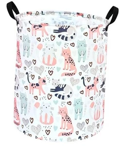  Laundry Basket Nursery Hamper Kids Storage Bin Baby Toy Organizer Cat Pattern - Picture 1 of 8