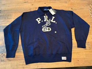 Neu mit Etikett Polo Ralph Lauren 1/4"-Pullover mit Reißverschluss marineblau P.R.L 27B Sweatshirt XL - Bild 1 von 5