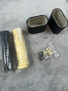 Backgammon Game Set 30 Pieces Checkers Dice Cups Doubling Cube Replacement Parts - Picture 1 of 4