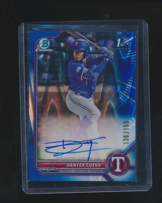 DANYER CUEVA 2022 BOWMAN CHROME 1ST BLUE WAVE REFRACTOR RC AUTO 136/150 #CPA-DCA - Image 1 of 2