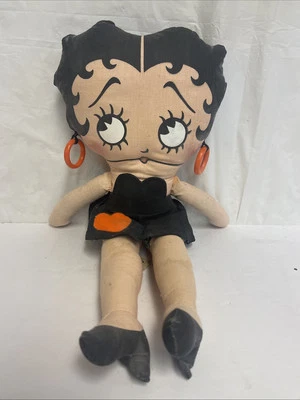 Vintage Colorform  Betty Boop Stuffed 18” Black Dress Orange Accessories - Image 1 of 4