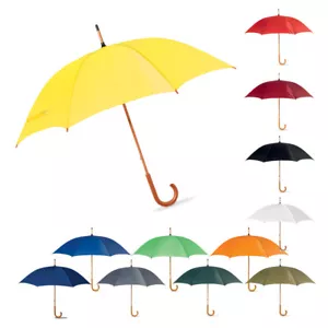 42 Zoll klassischer Hochzeitsschirm mit gebogenem Holzgriff - manuelles Öffnen Brolly - Bild 1 von 19