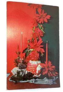 Postcard Christmas Greetings Candles Santa Flower Arrangement Don Bartels I29 - Picture 1 of 2