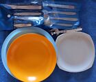 Vintage Melamine Camping Eating Kit With Cutlery, Can Opener