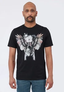 Mens Religion Clothing Graphic Print Skull Themed Casual Cotton T-Shirt Black - Picture 1 of 4