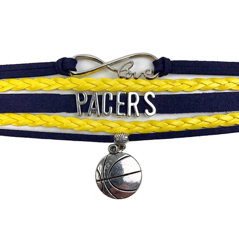 Indiana Pacers Infinity Jewelry Bracelet NBA Basketball Charm Faux Leather Cover