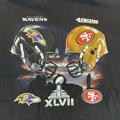 Camiseta BALTIMORE RAVENS vs SAN FRANCISCO 49ERS Talla Grande SUPER BOWL XLVII -LEER Foto 1 de 4