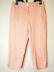 Counterparts Capri Pants Cropped Coral Orange White Stretch Womens Size 4 - Picture 1 of 7