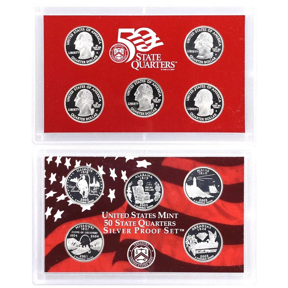 2003 S Proof State 5 Quarter Set 90% Silver No Box / COA - Image 1 of 1