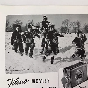 Bell & Howell Filmo Movie Camera Vtg 1940 Print Ad Advertising Kids In Snow - Picture 1 of 3