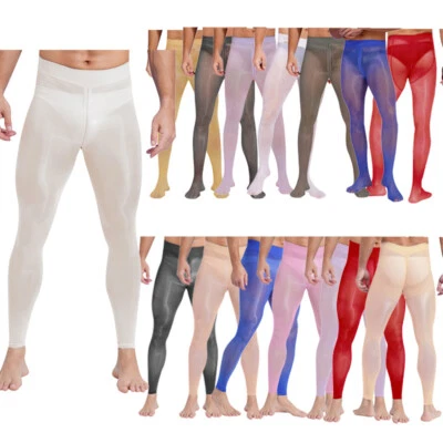 Collant Uomo Cerniera Pantaloni All'uncinetto Elasticizzati Calze Pigiama Lucido - Immagine 1 di 4
