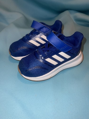 Scarpe da corsa Adidas taglia 5K Falcon blu cinturino bianco