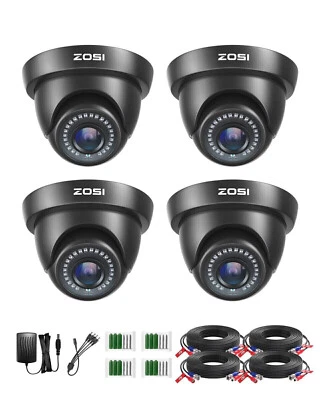 ZOSI 4 Pack 1080P HD TVI Waterproof Indoor/Outdoor Camera for Security System - Image 1 of 4