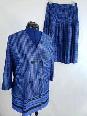 Anthony Richard Mujer Negro Estampado Diente de Gallo 2 Piezas Top Falda Separada T57 Foto 1 de 4