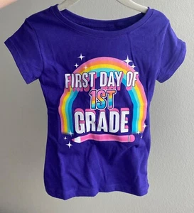 Girls Purple First Day of 1st Grade School Shirt size 4/XS NWT $11.50 - Picture 1 of 5