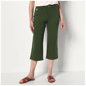 Pantalones de mezclilla cortos Quacker Factory DreamJeannes 5 bolsillos frente a mosca pierna ancha en 3X - Imagen 1 de 2