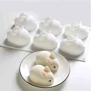 1/2x 3D Easter Rabbit Bunny Silicone Molds Chocolate Cake Candy Baking Mould DIY