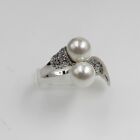 18kgp Southsea White Double Shell Pearl Ring For Women Size Q Accessory New