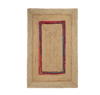 Rug Square Jute With Cotton Natural Floors Handmade Natural Feet Area Carpet Rug - Image 1 of 4