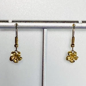 14K Gelbgold 8 mm Plumeria Blume Ohrhänger französischer Draht Ohrringe 1,48 g - Bild 1 von 6
