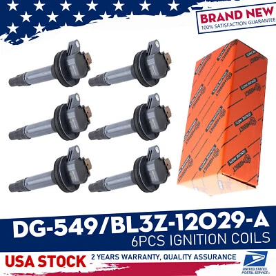 Black Durable Ignition Coils DG549/BL3Z12029A 6pcs For Lincoln MKS V6 3.5L 13-16 - Image 1 of 4