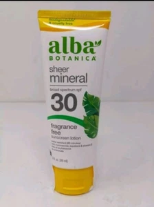 12/24 Alba Botanica Sensitive Mineral Sunscreen Fragrance Free Spf 30 4 Oz - Picture 1 of 4