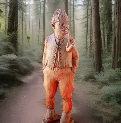 9 in. Pipa de fumar alta firmada por la Selva Negra arte popular tallada en madera hombre. Foto 1 de 4