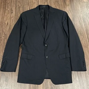 Z Zegna 100% Wool Check Two Button Blazer SZ 54L Pin Gray - Picture 1 of 8