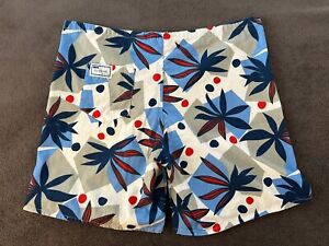 Vintage Le Tigre Drawstring Board Shorts Floral L Made In USA 100% Cotton