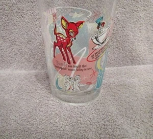 Vtg Disney World Magic Kingdom Drinking Glass Atomic Starburst Tinkerbell Bambi - Picture 1 of 10