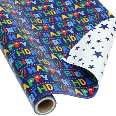 Reversible Happy Birthday Wrapping Paper Roll for Kids Boys Girls - Birthday - Image 1 of 4