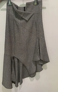 Herringbone Black and White Asymmetrical MIDI Skirt Size S - Picture 1 of 9