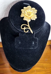 Vintage Brosche vergoldet Maß Blumen - Bild 1 von 6