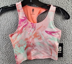 ID Ideology Scratched Paint Longline Bra Big Girls Small Pink Shock Scoop Neck~ - Picture 1 of 12
